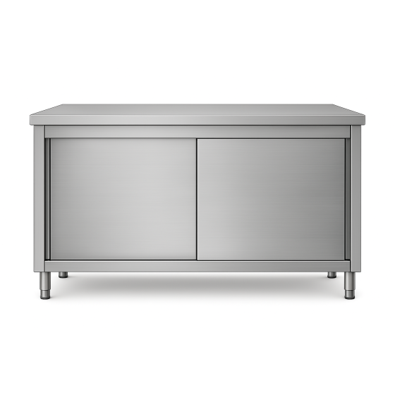 Placard/Plan de travail en acier inoxydable AISI 201 avec deux portes coulissantes
