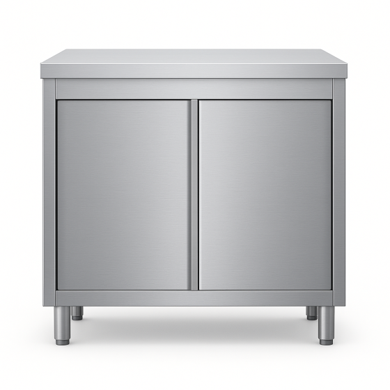 Placard/Plan de travail en acier inoxydable AISI 201 avec deux portes battantes